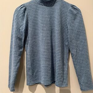 Madewell Blue and White Textured Knit Top